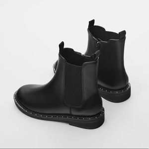 Zara // Studded ankle moto boot black